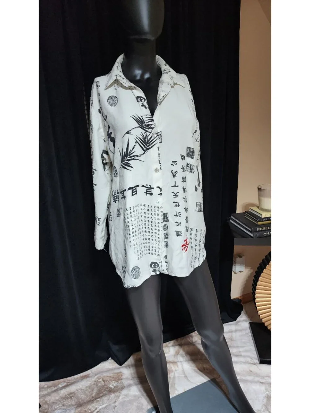 Soft Surroundings Asian Script Blouse Size M - Picture 3 of 5